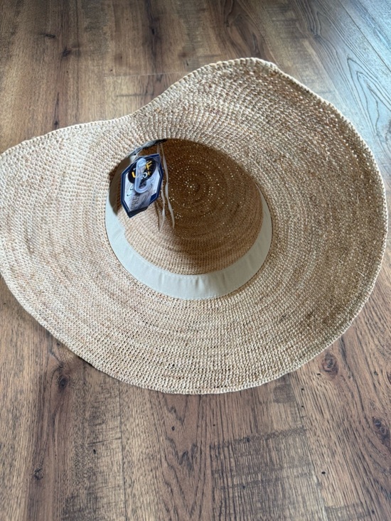 SUN ‘n’ SAND Accessorize Woven Raffia Sun Hat - Tan wide Brim UPF 50+ Bow Shell main image 11